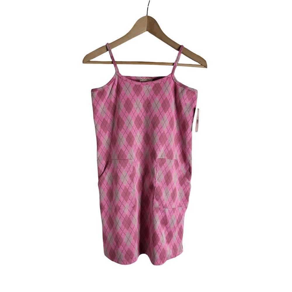 btween Girls Pink Argyle Sleeveless Pocket Dress Size 12 NWT